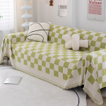 &Scaron;enill must ja valge malelaud ruuduline diivanipadi diivani kate Four Seasons universaalne lihtne must padi seljatoe r&auml;tiku katteriie 180*130cm