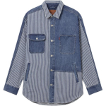 Levis L&otilde;tv Vabaaja Triibuline &Uuml;hendatud Kraega Pikkade Varrukatega Teksajakk Meeste jakid Sinine Valge 003MO-0000 XL