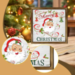 Cartoon Christmas Santa Wooden Photo Frame Ornament Seasonal Decoration Festive Display 20 cm Wall
