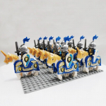 Keskaegsed R&uuml;&uuml;tlid Loss Ratsav&auml;gi Rohani S&otilde;durid Kaardiv&auml;gi Armee lotr Ratsanik Relvaga Soomus Kiiver Kilp ja Hobune Figuur Klotsid