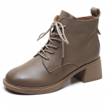 Paksu kontsaga l&uuml;hikesed saapad, naiste puuvillased kingad, keskmise kontsaga, mitmek&uuml;lgsed n&ouml;&ouml;rsaapad Martini saapad, retro k&otilde;rged naiste kingad 40 khaki