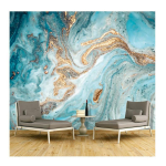 3D Seinamaal Sinine Tint Maastikukunst Seinakujundus Abstraktne Kuldne Marmorist Tapeet Elutoa Seinakatted Kodu Kaunistus 200 cm(W) x 140 cm(H) white