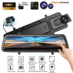 10 HD 1080P kahe objektiiviga auto-DVR armatuurkaamera puuteekraan armatuurkaamera tahavaatekaamera videosalvesti G-sensoriga parkimismonitor 10 inch Dash Cam must