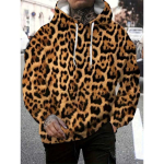 Euroopa-Ameerika Mood Meeste Naiste Kapuutsikad Leopardimustriga Pullover Vabaaja Dressipluus Laste Kapuutsikad Pikkade Varrukatega R&otilde;ivad XXL black