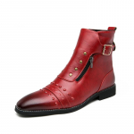 Moodsad Meeste Ankle Boots Luksuslik Disain K&otilde;rged Meeste Nahast Kingad K&otilde;rge Kvaliteediga Libisemiskindlad Meeste Saapad Moodsad T&otilde;mblukuga Meeste Platvormsaapad 38 punane