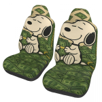 Snoopy Armsas Koer Autop&auml;evituskatted Esimesed Istmed 2 tk Autode Salongi Kaitse Universaalne Sobivus Veoautodele Kaubikutele Maasturitele Sedaanidele beige