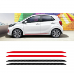 KIA Picanto Morning Carbon Fiber Sport ukse k&uuml;ljeseeliku triibud Auto Stiil Kere Dekoor Kleebis Auto Aksessuaarid Vin&uuml;&uuml;l jaoks must
