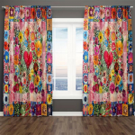 2 tk v&auml;rvilised lillelised s&uuml;damekujulised lapitehnika kardinad Boho vintage tr&uuml;kiga valgust filtreerivad kardinad Boheemlaslik kodu sisustus elutubade jaoks 24x59in(60x150CM)x2&Rod Pocket
