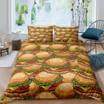 Hamburgeri Tekikott Liha Juust Kiirtoidu Teema Multikas Hamburgi Muster Tekikate Magamistoa Kaunistus Lastele Poistele T&uuml;drukutele 135x200cm 2pcs