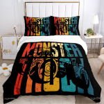 Monster Trucki tekikott Karikatuur Monster Jam Voodipesukomplektid Pehme tekikate ja padjap&uuml;&uuml;rid teismelistele &Uuml;he-/kahekohaline/Queen/King EU Single(135*200cm)3pcs white