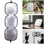 Kokkupandav 3-&uuml;hes fotoreflektoriketas, k&auml;eshoitav valguspeegeldaja-hajuti 18% halli kaardiga stuudio portreevideo pildistamiseks must