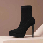 Suede Platvormiga Stiletto pahkluusaapad Naistele K&otilde;rge Kontsaga Libisevad L&uuml;hikesed Saapad Moodsad Peokleitkingad Naistele Zapatos Para Mujer 37 gray