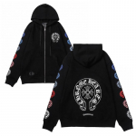 827 CHROME HEARTS 2026 S&uuml;gis ja Talv Uus Suur Suurus Klassikaline Stiil Logo T&otilde;mblukuga Kapuutsiga Pusero, Sobib paaridele kandmiseks S must