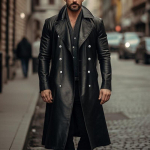 Meeste Suurused Kahe Rinnaga Nahast Trenchcoat - Euroopa Stiilis Talvejakk S