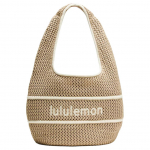 Lululemon Puuvillane heegeldatud 7/8 pikkusega Br&auml;ndi logo tikandiga Disainiga kootud &otilde;lakott Naiste &otilde;lakott Lilla-kreemjas LW9FPNS-071456 Cardamom Brown & Light Ivory White/NTMG/LTIV