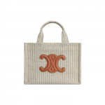 Celine Cabas Thais Arc De Triomphe Logo Reguleeritav &Otilde;larihm Triibuline Kangast Ostukott V&auml;ike Naiste kott Beež 199162FEE-02BG Basic Set (Bag+Dust Bag)