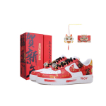 Nike Air Force 1 Low Wealth Blessing Slip Resistant Abrasion Resistant Low top Skateboard Shoes Men's White Red CW2288-111(Team69-SBOX) 44