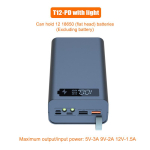 Uus T12 Kiirlaadimine QC3.0 DIY 12 x 18650 Aku Power Banki Korpuse Hoidik Kaasaskantav Akude Hoiukarp LCD-ekraaniga gray