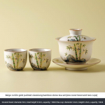 Gaiwani teekomplekt 1 Gaiwan, 2 tassi, K&auml;sitsi maalitud keraamika, K&otilde;rgetasemeline Kung Fu teekomplekt, Ru ahju tean&otilde;ud