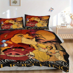 3 tk komplekt L&otilde;vikuningas, Simba, Pride Rock Voodipesukomplekt Tekikotiga+Padjap&uuml;&uuml;ridega, Aastaringselt Pol&uuml;ester, T&otilde;mblukuga Sulgemine71 135x200cm black