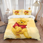 3 tk komplekt Pooh1 tk tekikate+2 tk padjap&uuml;&uuml;ri, ilma t&auml;idiseta, tr&uuml;kitud voodipesu, K&otilde;ik hooajad Magamistoa sisustus063 135x200cm