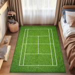 Tennisev&auml;ljaku muster Elutuba Suur Vaip Roheline &Auml;&auml;r Sinise V&auml;ljakumustriga Libisemisvastane Vaip Kodu Dekooriks 80x120cm gray