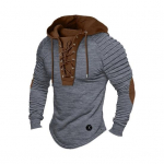 Meeste Kevadine Kapuutsiga S&auml;rk Plisseeritud &Otilde;lg V&auml;rviplokk Paelaga Kapuutsiga Top Pikkade Varrukatega Pullover Paelkinnitusega Retrostiilis Igap&auml;evane Spordihoodie M