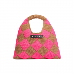 Marni Market T&auml;hekiri Geomeetriline Muster Akr&uuml;&uuml;lkootud Nahast Kandekott Keskmine Naiste K&auml;ekotid Pruun Roosa SHMH0049A0FW305CHC57 Basic Set (Bag+Dust Bag)