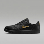 Jordan 1 Low Tootmisviis Must Metallik Kuldne (Naiste omad) 35.5