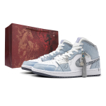 Jordan Air Jordan 1 White Horse Voyage Kulumiskindel Kulumiskindel Keskmise s&auml;&auml;rega Vintage Korvpallijalatsid Meeste DQ8426-145(Meeskond73--) 43 gray