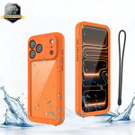 IP68 Veekindel &uuml;mbris iPhone 17 Pro Max 17 Air jaoks T&auml;ielik kehakaitse Tugevdatud kaitse&uuml;mbris Snorgeldamiseks Tolmukindel, Ujumiseks iPhone17 Pro oranž