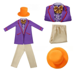 Charlie ja &scaron;okolaadivabrik Halloweeni Willy Wonka Oompa Cosplay Kost&uuml;&uuml;m Esitusriietus Charlie,L beige