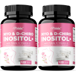 Pslaloe Inositooli Kompleksi Kapslid, mis sisaldavad MIO ja D-Kiro inositooli, koos foolhappe ja D3-vitamiiniga, igap&auml;evase heaolu toetamiseks. 120*2 pink