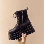 Comemore Paksude Platvormidega Must Ankle Boots Naiste Kingad 2025 Uus Kevad S&uuml;gis Nahast L&uuml;hikesed Saapad Punk Paksude Taldadega Mootorratturi Saapad 35