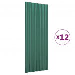 Katusepaneelid 12 tk Tsingitud teras Roheline 100 x 36 cm