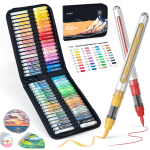 JusArt Akr&uuml;&uuml;lmarker Lai Suur Sobib V&auml;rvimisraamatute V&auml;rvimiseks Pliiatsid, 36 V&auml;rvi Komplekt, Vesibaasiline, S&auml;delev, Otsik, Maht, Illustratsioonid, Kangas, gray