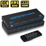 4K 60Hz HDMI Maatriksl&uuml;liti 4x4 4 sisendit 4 v&auml;ljundit HDMI 2.0 Maatriksl&uuml;liti Splitter koos SPDIF EDID Eraldajaga IR-juhtimispuldiga HDCP 2.2 ARC WAZ-J4-1