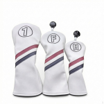 3 tk Golfiklubi peakate t&otilde;mbelipsu ja polsterdatud tekstuuriga golfim&auml;ngijatele Blk Wht Three-piece SET white