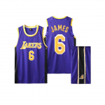 (24, Lilla) Los Angeles Lakers Ei. 6 LeBron James t&auml;iskasvanute ja laste s&auml;rgi komplekt 24
