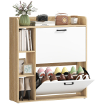 Kingakapp 15 paarile, moodne kingakapp 2 klappsahtliga, 83x24x90,5cm, naturaalse puidu efekt 83 x 24 x 90.5 cm