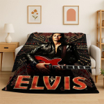 Retro The King E-Elvis Presley pehme flanellist pleed, hubane tekk voodi, tugitooli, diivani, magamistoa, elutoa, reisimise, pikniku jaoks 150x200cm