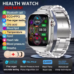 2026 UUS EKG Verer&otilde;hk Verehapnik S&uuml;damer&uuml;tm Temperatuur Vererasv Uriinhape Tervisediagnostika AMOLED 650mAh 5.3BT K&otilde;ne SmartWatch Silver Steel2A