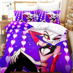 Moodne Multifilmi Hazbin Hotel Voodipesu Komplekt Tekikoti Komplekt Padjap&uuml;&uuml;ridega &Uuml;heinimese T&auml;iskasvanu Suuruse Queen King Voodipesu Kodu Tekstiil 135x200cm