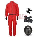 T&auml;iskasvanute Kalmaari M&auml;ngu Kost&uuml;&uuml;m Valvur Cosplay Kombinesoon Riietus Teismelised Treening&uuml;likond Kapuutsiga Tunked V&ouml;&ouml; Kindad Maski Komplekt Halloween XS red