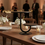 Kahekordne koogialus pitsi kullatud servaga stabiilse alusega magustoidu esitluskomplekt pulmade stiilis Black Style B black