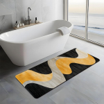 Euroopa-stiilis must-kollane-hall Wave Runner vaip, pestav libisemiskindel matt vannituppa, magamistuppa, k&ouml;&ouml;ki 160x230cm