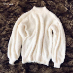 Soe Kohev Kunstmoheeri Kampsun Naistele Pullover Puhvis Varrukas Kilpkonnakaelusega Jumper one size