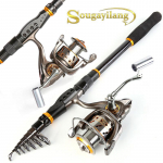 Teleskoopne &otilde;ngevarras 13BB t&auml;ismetallist spinninguga &otilde;ngeritvad ja rullide komplekt Bassip&uuml;&uuml;k 1.8M Rod&Reel 1000