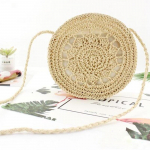 &Uuml;mmargune naiste kott, &otilde;&otilde;nes &otilde;lgedest punutud lillekott, kudumine ristkehaga 24cm*9cm*24cm beež