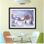 Moodne talvine lumemaastik Pildikujundus Teemantmaal T&auml;ispuur kingituseks Teemanttikandid 20X30CM